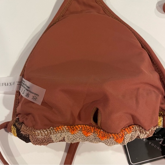 ZAFUL Colorblock Bikini Stripes Triangle Tied Halter Cheeky Thong 2 Piece Sz XL - Picture 8 of 10